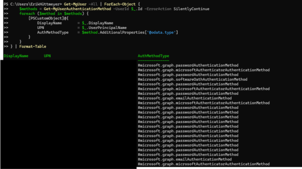 Retrieve User Authentication Methods via Microsoft Graph PowerShell