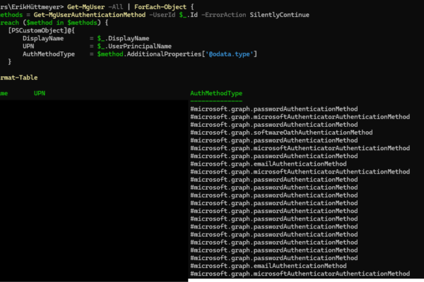 Retrieve User Authentication Methods via Microsoft Graph PowerShell