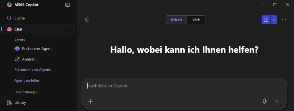 Microsoft 365 Copilot Business Chat interface