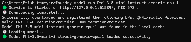 Screenshot of the Shell showing the running Foundry Service